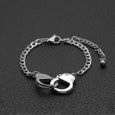 Femme Jewelry Silver Color Stainless Steel Handcuff Bracelet for Women Men Chain Couple Curb Cuban Bracelet Menottes Bijoux