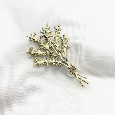 Spike Of Wheat Brooches Plant Tree Pearl Coat Rhinestone Pin Brooches For Woman Wedding Party