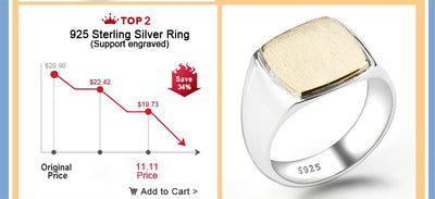 Men Rings Sterling Silver 925 Turkish Square Men's Ring Faceted Blue Zircon Fashion Rings Men Rings Sterling Silver 925 Pure