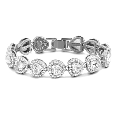 Iced Out Crystal Heart Tennis Chain Miami Cuban Link Chain Bracelet for Women Men Hiphop Chunky Chains Bracelets Jewelry