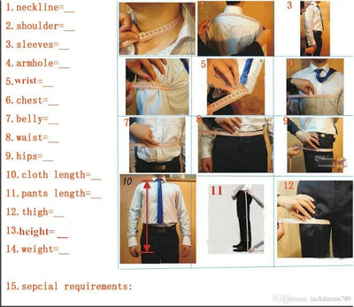 Suits For Men Slim Fit 3 Pcs Peaked Lapel Wedding Groom Tuxedo American Style Costume (Jacket + Vest + Pants)