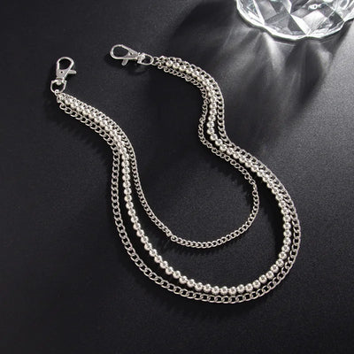 Fashion Punk Metal Pants Chain Hip Hop Waist Chain Bead Pendant Jeans Chain For Men Women Accessories Gifts