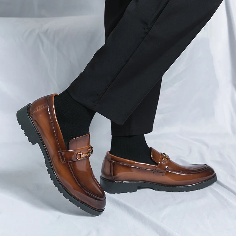 New Luxury Slip on Dress Shoes Men Genuine Leather Italian Loafer Shoes for Men Black Brown Brand Formal Oxford Men Casual Shoes