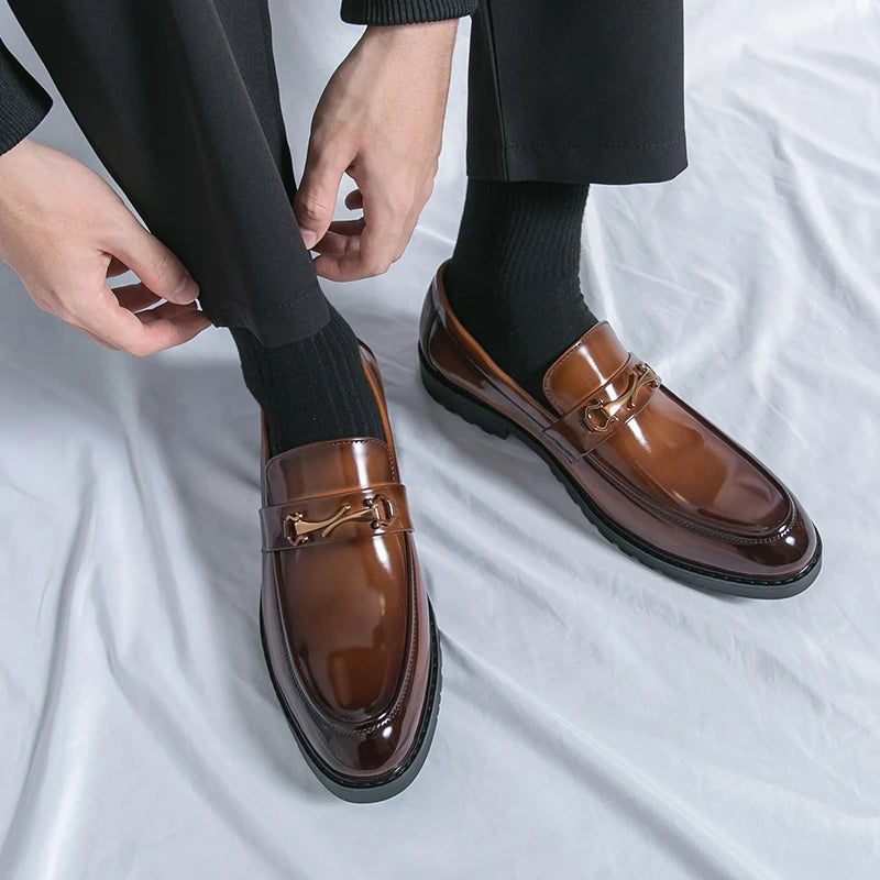 New Luxury Slip on Dress Shoes Men Genuine Leather Italian Loafer Shoes for Men Black Brown Brand Formal Oxford Men Casual Shoes