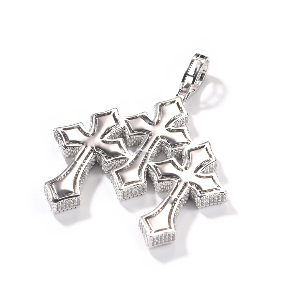 UWIN Vintage Triple Cross Pendant  Punk y2k Accessories Choker Men Hiphop Necklace Men Chain Jewelry Gift