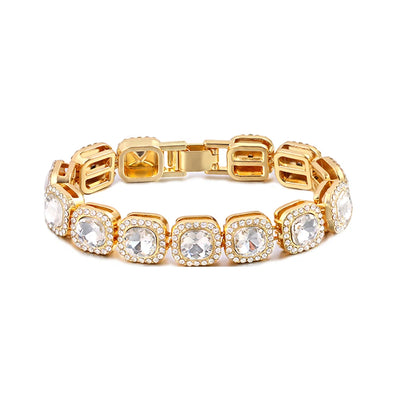 Iced Out Crystal Heart Tennis Chain Miami Cuban Link Chain Bracelet for Women Men Hiphop Chunky Chains Bracelets Jewelry