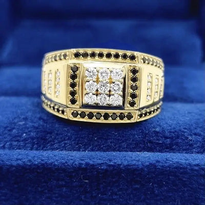 Exquisite Fashion Gold Color Men Rings Square Black White Stone Men Rings Jewelry Party Gift