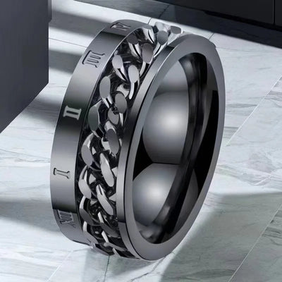 3PCS Men Chain Decor Rings