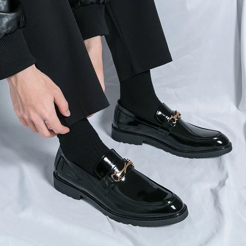 New Luxury Slip on Dress Shoes Men Genuine Leather Italian Loafer Shoes for Men Black Brown Brand Formal Oxford Men Casual Shoes