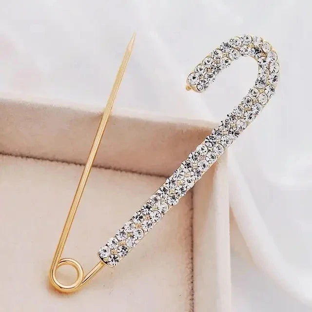 Elegant Silver Color Full of Rhinestone Feather Brooches for Women Men Unisex Luxury Crystal Lapel Safety Pins Party Jewelry