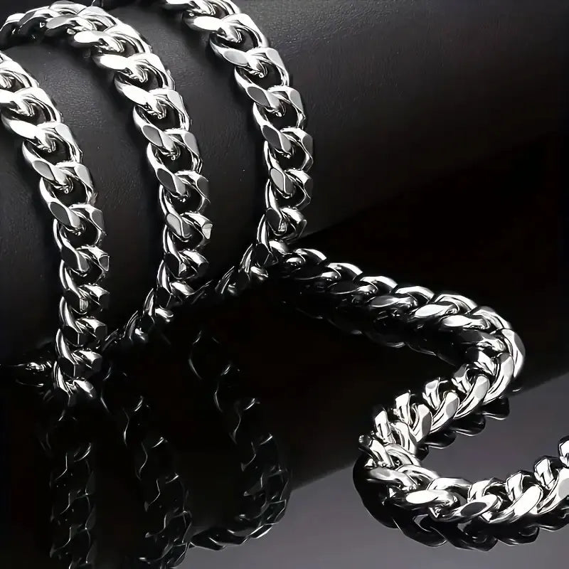 1pc Men's Stainless Steel Chain Necklace, Unisex Hip Hop Neck Chain Necklaces