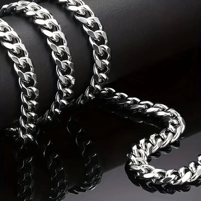 1pc Men's Stainless Steel Chain Necklace, Unisex Hip Hop Neck Chain Necklaces