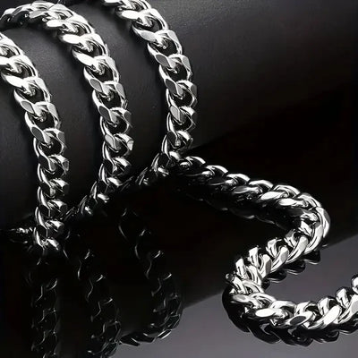 1pc Men's Stainless Steel Chain Necklace, Unisex Hip Hop Neck Chain Necklaces