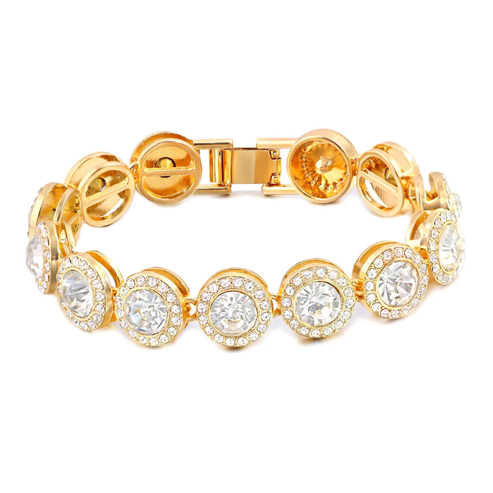 Iced Out Crystal Heart Tennis Chain Miami Cuban Link Chain Bracelet for Women Men Hiphop Chunky Chains Bracelets Jewelry