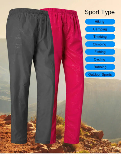 JNLN Men Women Waterproof Hiking Pants Camping Trekking Climbing Rain Pants Unisex Outdoor Sports Quick Dry Mountain Trousers