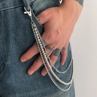 Fashion Punk Metal Pants Chain Hip Hop Waist Chain Bead Pendant Jeans Chain For Men Women Accessories Gifts