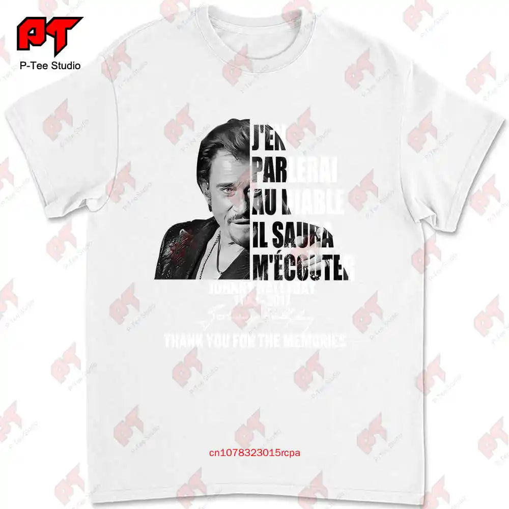 J’En Parlerai Au Diable Il Saura M’Ecouter Johnny Hallyday Signature T-shirt OV1J