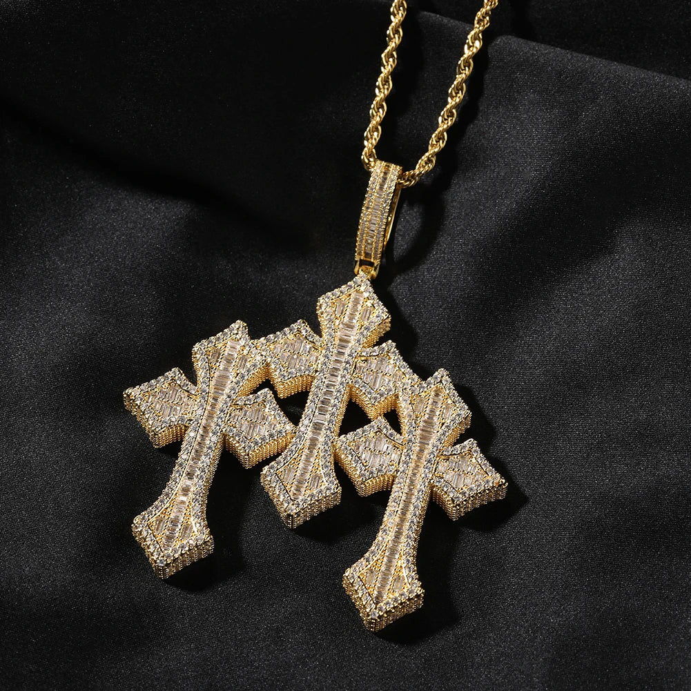 UWIN Vintage Triple Cross Pendant  Punk y2k Accessories Choker Men Hiphop Necklace Men Chain Jewelry Gift