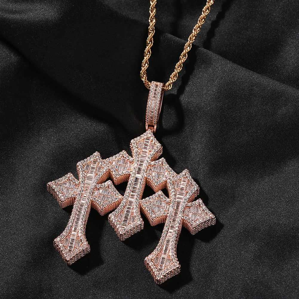 UWIN Vintage Triple Cross Pendant  Punk y2k Accessories Choker Men Hiphop Necklace Men Chain Jewelry Gift
