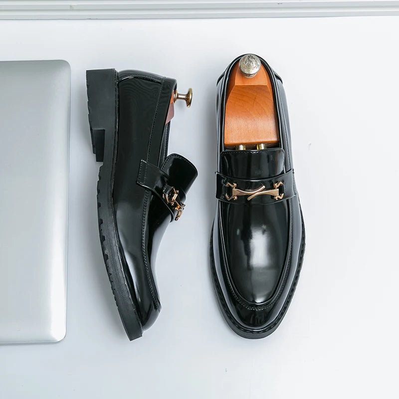 New Luxury Slip on Dress Shoes Men Genuine Leather Italian Loafer Shoes for Men Black Brown Brand Formal Oxford Men Casual Shoes