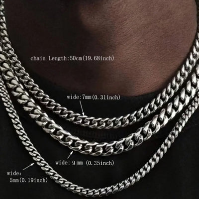 1pc Men's Stainless Steel Chain Necklace, Unisex Hip Hop Neck Chain Necklaces