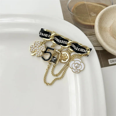 luxury designer jewelry Chain brooches pearl pin  coat accessories brooches for women's clothing free shipping