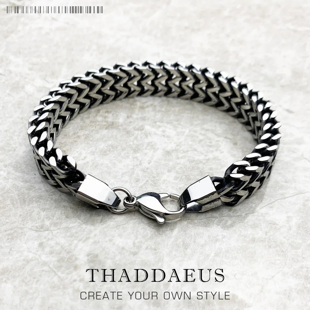 Geometric Design Men Chain & Link Bracelet With Lobster Clasp,Titanium Steel Figaro Ancient Maya Classic  Gift