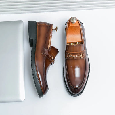 New Luxury Slip on Dress Shoes Men Genuine Leather Italian Loafer Shoes for Men Black Brown Brand Formal Oxford Men Casual Shoes