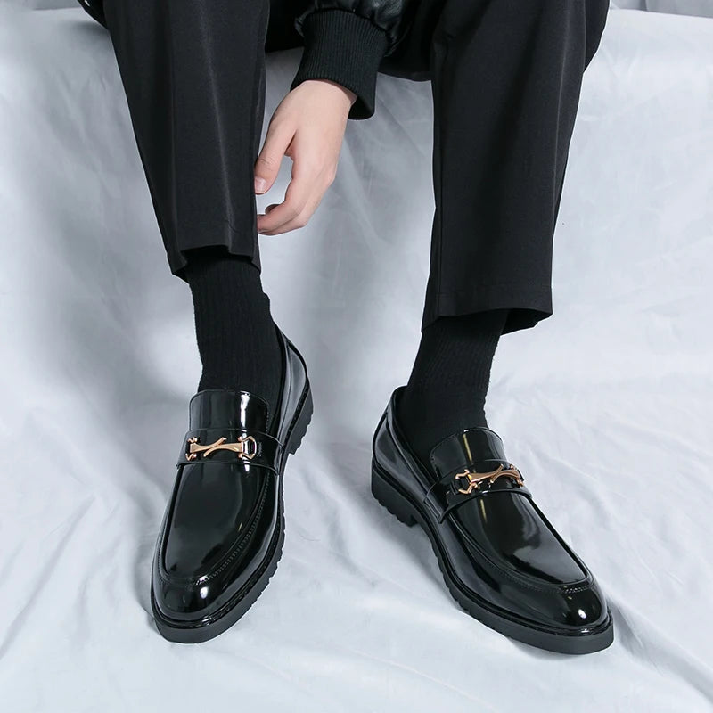New Luxury Slip on Dress Shoes Men Genuine Leather Italian Loafer Shoes for Men Black Brown Brand Formal Oxford Men Casual Shoes