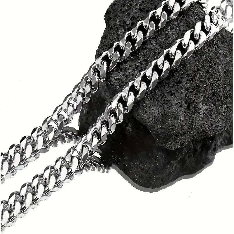 1pc Men's Stainless Steel Chain Necklace, Unisex Hip Hop Neck Chain Necklaces