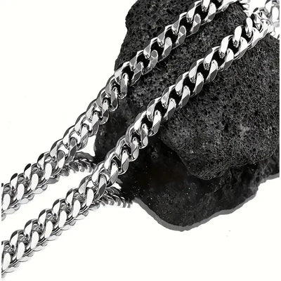 1pc Men's Stainless Steel Chain Necklace, Unisex Hip Hop Neck Chain Necklaces