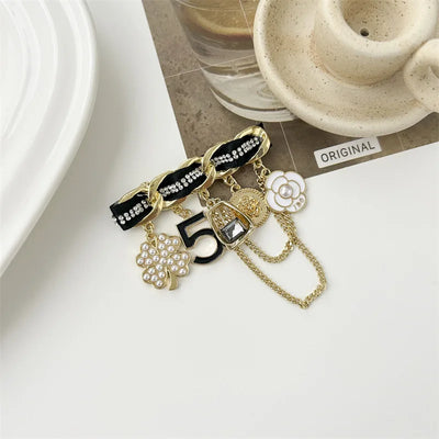 luxury designer jewelry Chain brooches pearl pin  coat accessories brooches for women's clothing free shipping