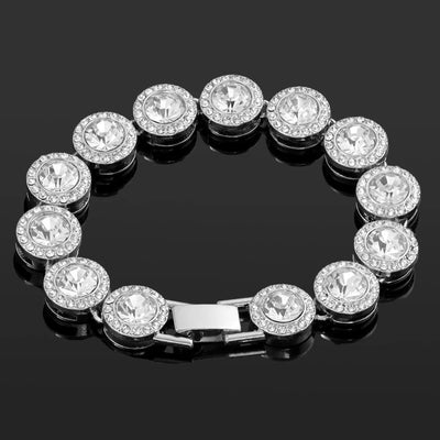 Iced Out Crystal Heart Tennis Chain Miami Cuban Link Chain Bracelet for Women Men Hiphop Chunky Chains Bracelets Jewelry