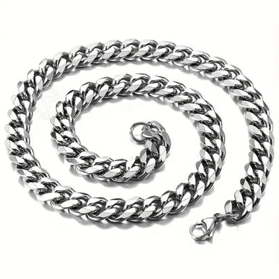 1pc Men's Stainless Steel Chain Necklace, Unisex Hip Hop Neck Chain Necklaces