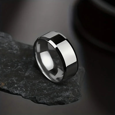 Stainless Steel Ring Classic Black Golden Silvery Glossy Men Rings