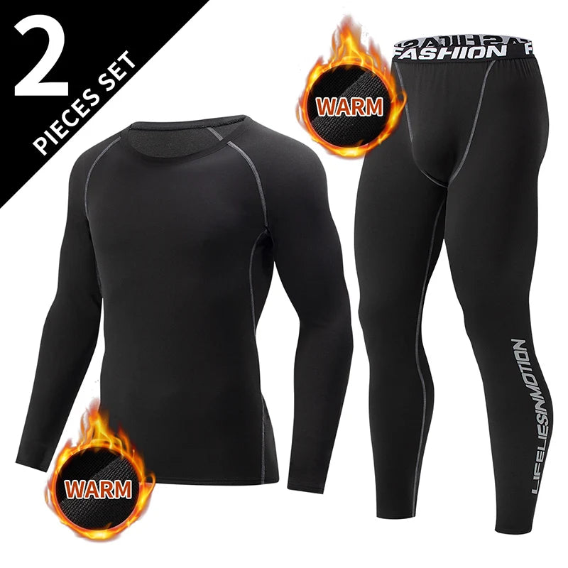 2-piece men's warm corset Ski warm suit Corset jacket and trousers Men's fitness pants shirt running yoga athletes sports pants