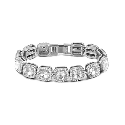Iced Out Crystal Heart Tennis Chain Miami Cuban Link Chain Bracelet for Women Men Hiphop Chunky Chains Bracelets Jewelry