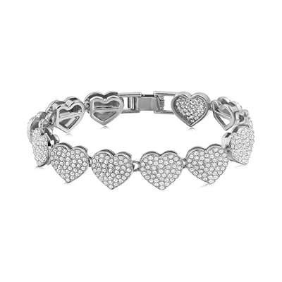 Iced Out Crystal Heart Tennis Chain Miami Cuban Link Chain Bracelet for Women Men Hiphop Chunky Chains Bracelets Jewelry