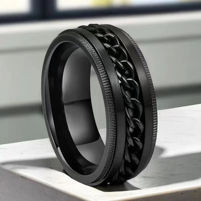 3PCS Men Chain Decor Rings