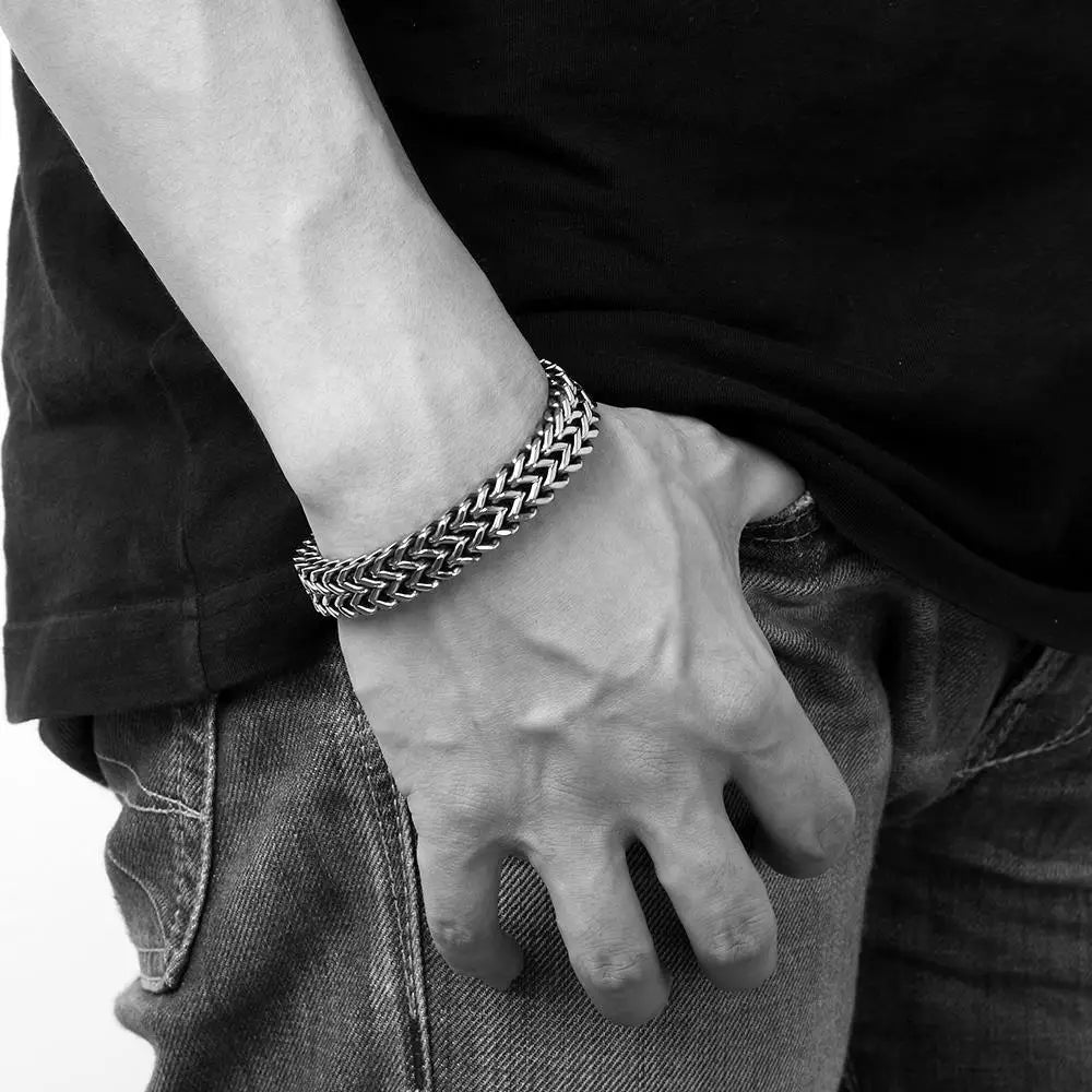 Geometric Design Men Chain & Link Bracelet With Lobster Clasp,Titanium Steel Figaro Ancient Maya Classic  Gift
