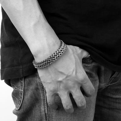 Geometric Design Men Chain & Link Bracelet With Lobster Clasp,Titanium Steel Figaro Ancient Maya Classic  Gift