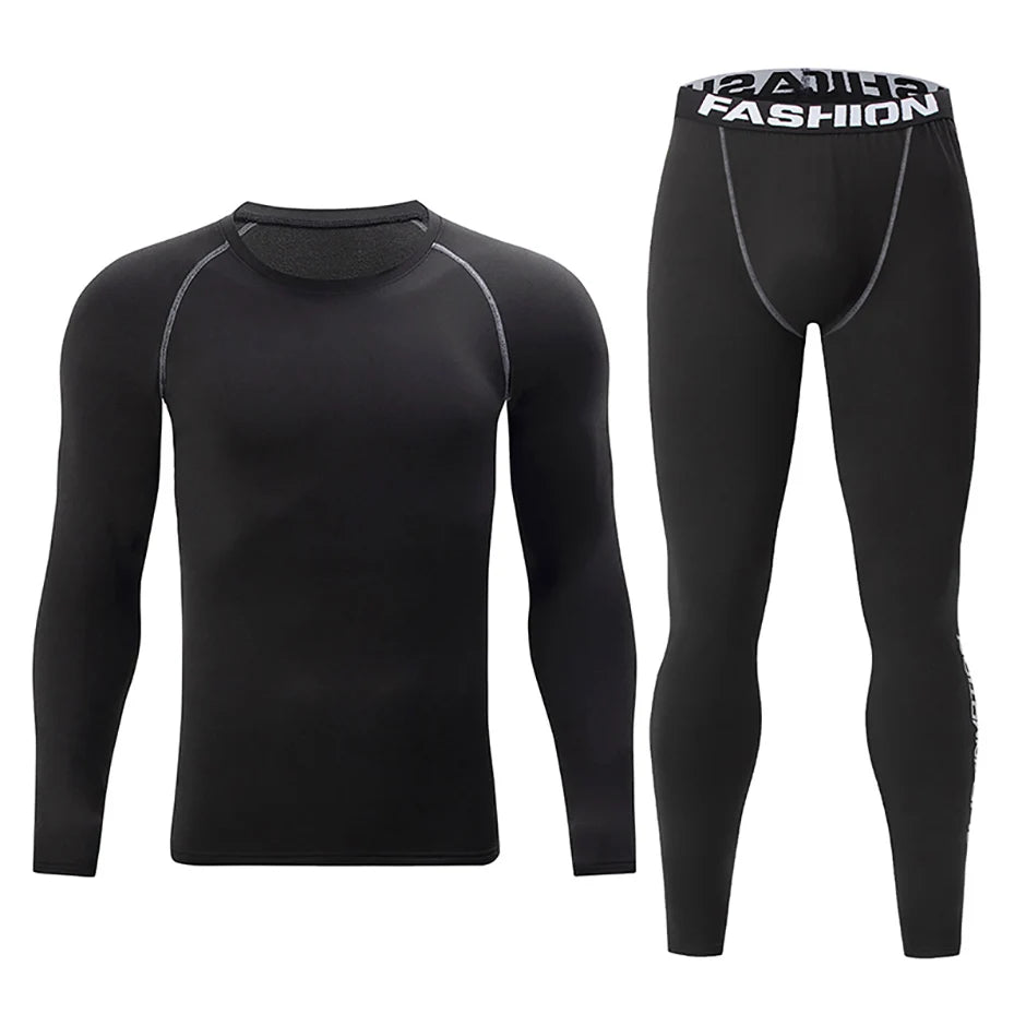 2-piece men's warm corset Ski warm suit Corset jacket and trousers Men's fitness pants shirt running yoga athletes sports pants