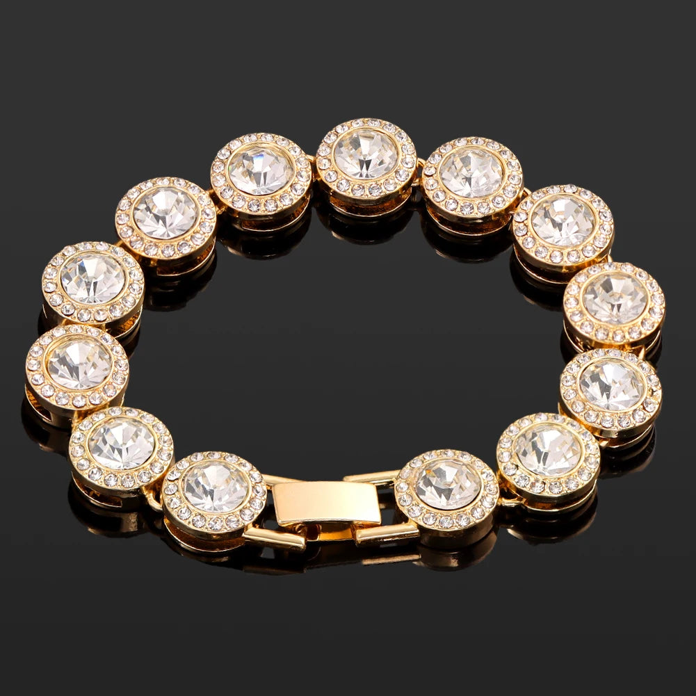 Iced Out Crystal Heart Tennis Chain Miami Cuban Link Chain Bracelet for Women Men Hiphop Chunky Chains Bracelets Jewelry