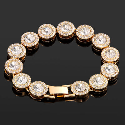 Iced Out Crystal Heart Tennis Chain Miami Cuban Link Chain Bracelet for Women Men Hiphop Chunky Chains Bracelets Jewelry