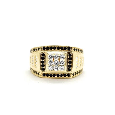 Exquisite Fashion Gold Color Men Rings Square Black White Stone Men Rings Jewelry Party Gift