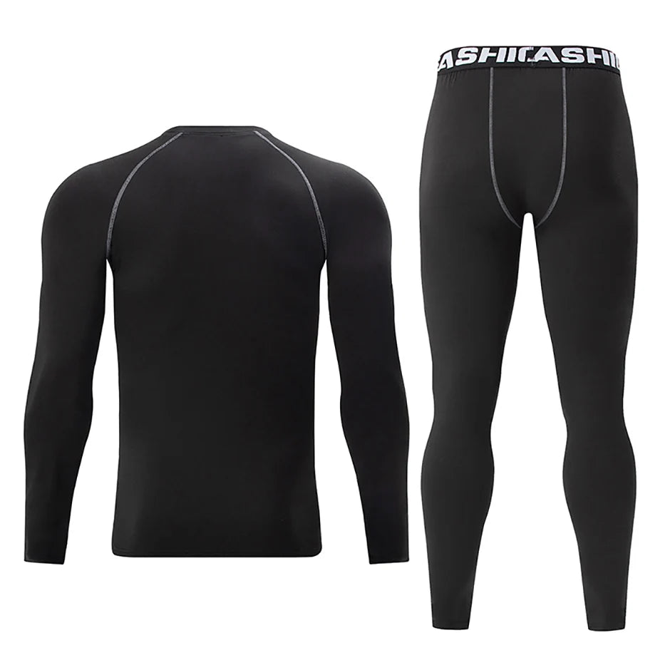 2-piece men's warm corset Ski warm suit Corset jacket and trousers Men's fitness pants shirt running yoga athletes sports pants