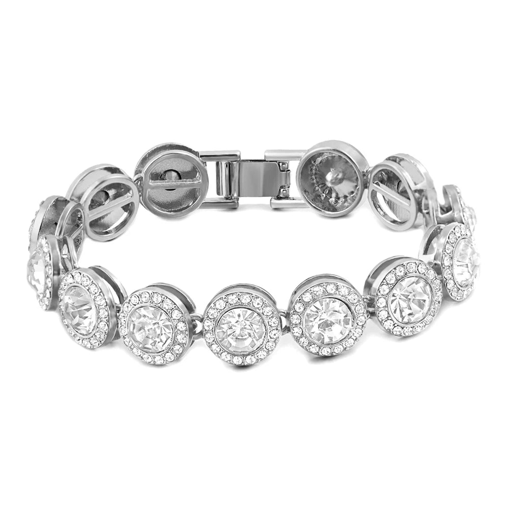 Iced Out Crystal Heart Tennis Chain Miami Cuban Link Chain Bracelet for Women Men Hiphop Chunky Chains Bracelets Jewelry