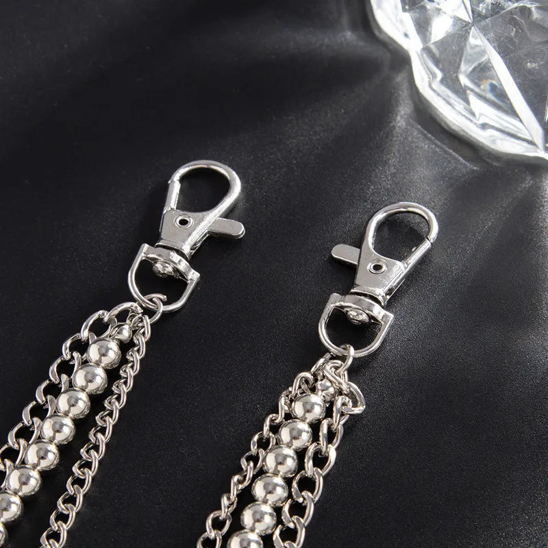 Fashion Punk Metal Pants Chain Hip Hop Waist Chain Bead Pendant Jeans Chain For Men Women Accessories Gifts