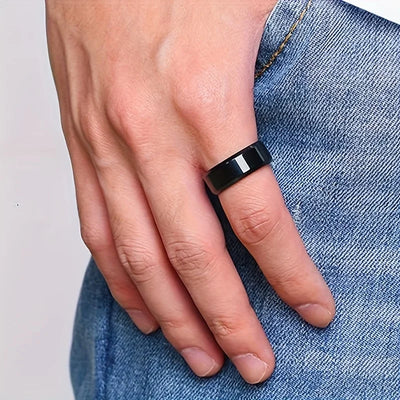 Stainless Steel Ring Classic Black Golden Silvery Glossy Men Rings