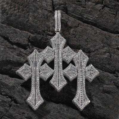UWIN Vintage Triple Cross Pendant  Punk y2k Accessories Choker Men Hiphop Necklace Men Chain Jewelry Gift